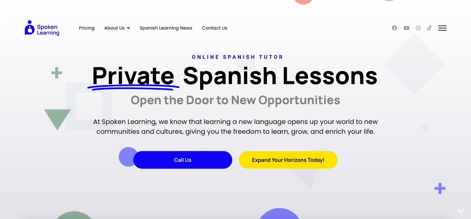 Spoken Learning's brand new website for their online Spanish lessons