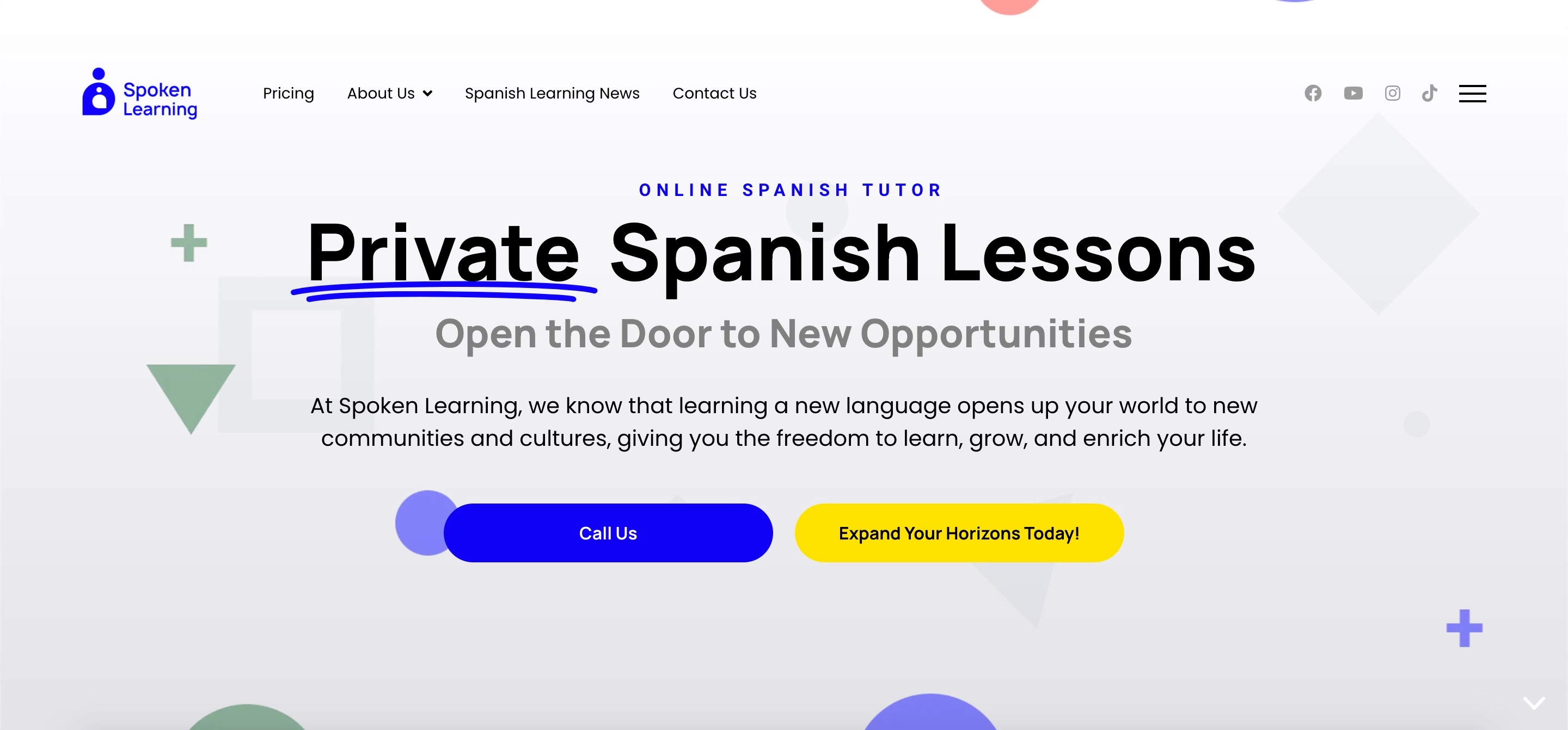Spoken Learning's brand new website for their online Spanish lessons